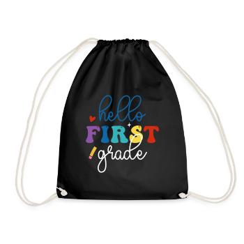 Hello 1st Grade Back To School First Day - Drawstring Bag - black - Front