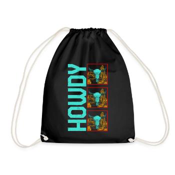 Cow Shirt, Howdy Boho Cow Skulls Tee, Cow Fan - Drawstring Bag - black - Front