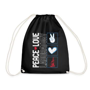 Science Shirt, Peace Love Laboratory Tee, - Drawstring Bag - black - Front