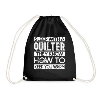 Quilting Sleep With A Quilter - Drawstring Bag - black - Front