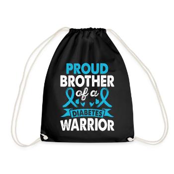 Brother Of Diabetes Warrior Awareness Month Blue - Drawstring Bag - black - Front