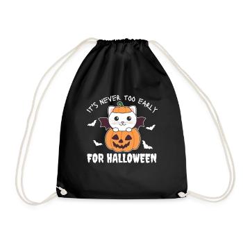 Cat it's never too early for Halloween pumpkin - Drawstring Bag - black - Front