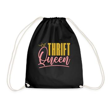 Thrift Shopping Thrift Queen Second Hand Thrifter - Drawstring Bag - black - Front