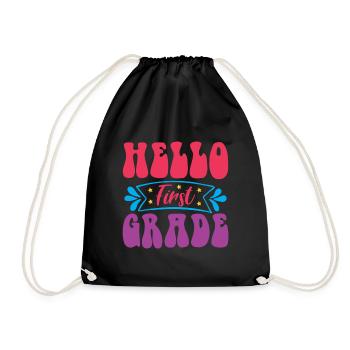 Hello 1st Grade Back To School First Day - Drawstring Bag - black - Front