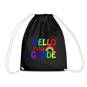 Hello 1st Grade Back To School First Day - Drawstring Bag - black - Front