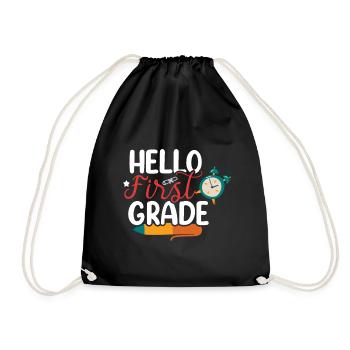 Hello 1st Grade Back To School First Day - Drawstring Bag - black - Front