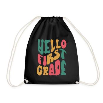 Hello 1st Grade Back To School First Day - Drawstring Bag - black - Front