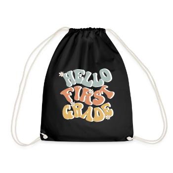 Hello 1st Grade Back To School First Day - Drawstring Bag - black - Front