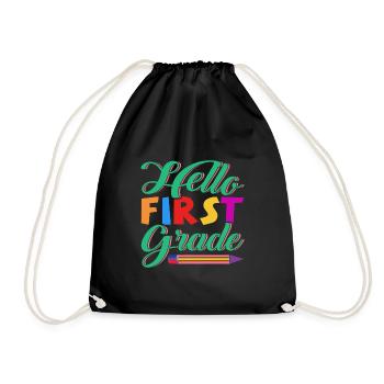 Hello 1st Grade Back To School First Day - Drawstring Bag - black - Front