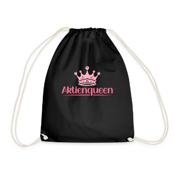 Aktienqueen - ETF Aktien Börse Markt - Turnbeutel - Schwarz - Vorne