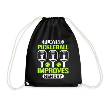 Pickleball Spielen Verbessert Memory Dink Player - Turnbeutel - Schwarz - Vorne