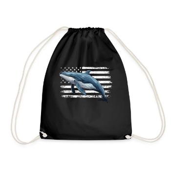 Drôle de baleine patriotique baleine Amérique drapeau américain - Sac de sport léger - noir - Devant