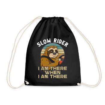 Slow Rider Lustiges Faultier Autofahrer Design - Turnbeutel - Schwarz - Vorne