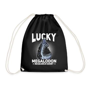 Lucky Megalodon Research Shirt - Megalodon-Hai - Turnbeutel - Schwarz - Vorne
