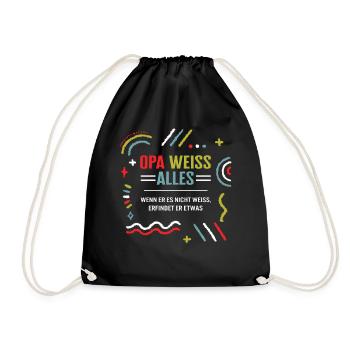 Großvater-Shirt, Opa weiß alles, wenn er es nicht - Drawstring Bag - black - Front