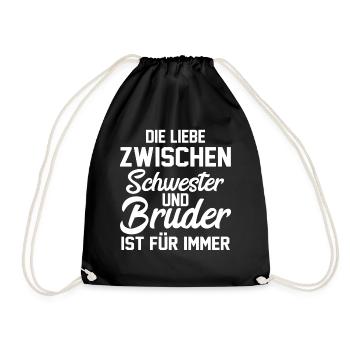 Familie Geschwister Bruder Schwester - Turnbeutel - Schwarz - Vorne