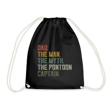 Mens Sailing Boat Dad, Pontoon Captain - Drawstring Bag - black - Front