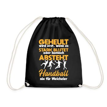 Handballer Weisheit Bluten Handball Weicheier - Turnbeutel - Schwarz - Vorne