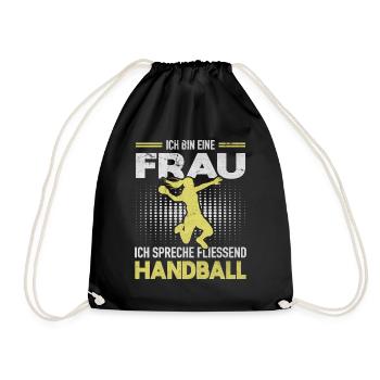 Handballerin Handballspielerien Spreche Handball - Turnbeutel - Schwarz - Vorne