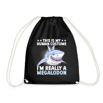 I'm really a megalodon - megalodon shark - Drawstring Bag - black - Front