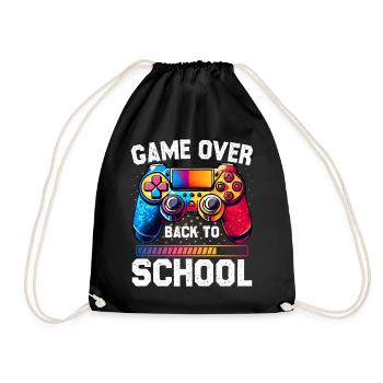 Game Over Back To School Funny First Day Of School - Drawstring Bag - black - Front