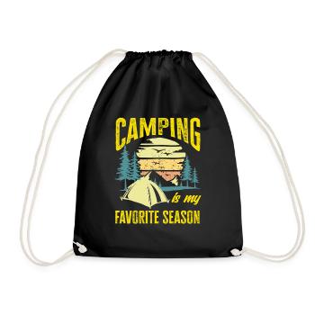 Camping Camper Campsite Tents Tent - Drawstring Bag - black - Front