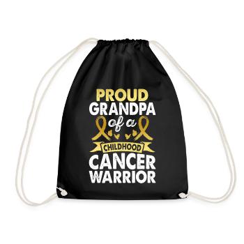 Grandfather of Childhood Cancer Warrior Consciousness Gold - Drawstring Bag - black - Front