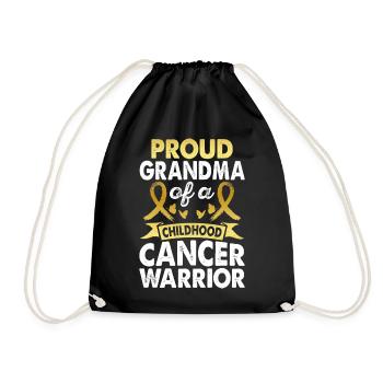Grandma of Childhood Cancer Warrior Consciousness Gold - Drawstring Bag - black - Front