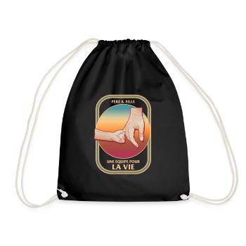 Chemise père et fille, tee-shirt Team For Life, - Drawstring Bag - black - Front