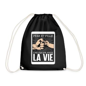 Chemise père fille, une équipe pour la vie - Drawstring Bag - black - Front