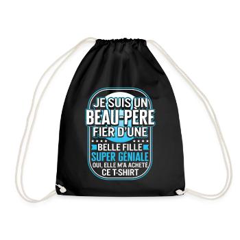 chemise de père, je suis un beau-père fier d'une - Drawstring Bag - black - Front