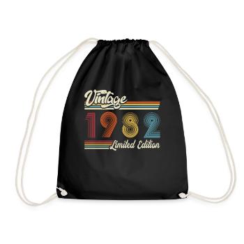 Limitierte Auflage 1982 Geburtstagsshirt 40th - Turnbeutel - Schwarz - Vorne