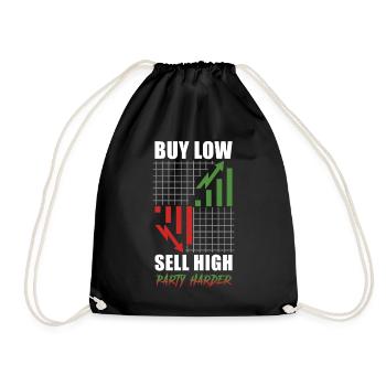 Global Stock Trading - Buy Low, High - Drawstring Bag - black - Front