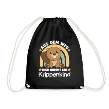 Aus Dem Weg Hier Kommt Ein Krippenkind Biber - Turnbeutel - Schwarz - Vorne