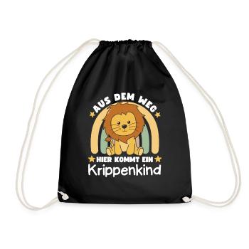 Aus Dem Weg Hier Kommt Ein Krippenkind Löwe - Turnbeutel - Schwarz - Vorne