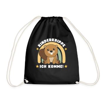 Kinderkrippe Ich Komme! Biber - Turnbeutel - Schwarz - Vorne