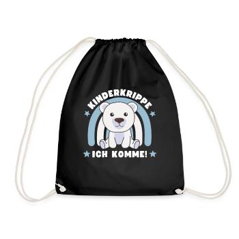 Kinderkrippe Ich Komme! Eisbär - Turnbeutel - Schwarz - Vorne