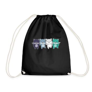 oriented aroace Flag Pride LGBTQ cute fox - Drawstring Bag - black - Front