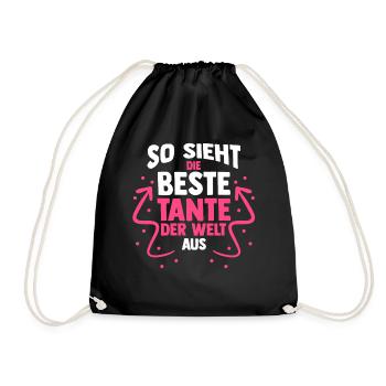 Patentante Beste Tante - Turnbeutel - Schwarz - Vorne
