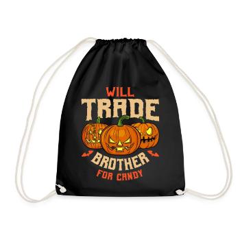 Will Trade Brother For Candy: Halloween Pumpkin - Drawstring Bag - black - Front