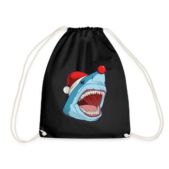 Megalodon Hai Weihnachtsmütze roter Nase - Turnbeutel - Schwarz - Vorne