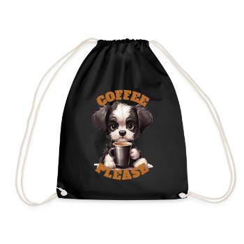 Coffee Please Dog - Turnbeutel - Schwarz - Vorne