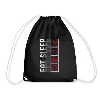 Hibachi Shirt, Eat Sleep Hibachi Repeat Grill Tee - Drawstring Bag - black - Front
