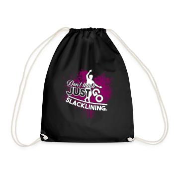 Slacklining Don't Think Just Go Slacklining - Drawstring Bag - black - Front