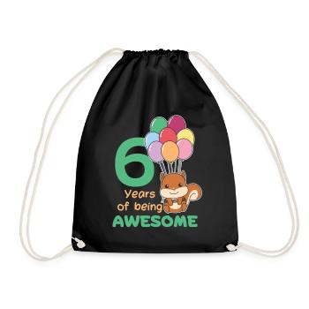 Squirrel for 6th birthday children six years - Drawstring Bag - black - Front