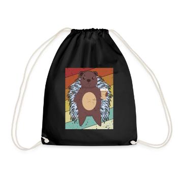 Retro Hystricidae Spiked Animal North American - Drawstring Bag - black - Front