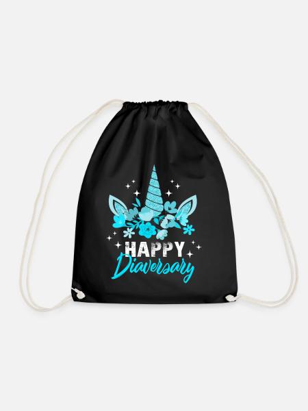 Diabetes Awareness Shirt, Happy Diaversary - Drawstring Bag - black