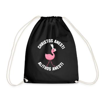 Ostern Christos Anesti Alithos Anesti Flamingo - Turnbeutel - Schwarz - Vorne