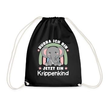 Hurra Ich Bin Jetzt Ein Krippenkind - Turnbeutel - Schwarz - Vorne