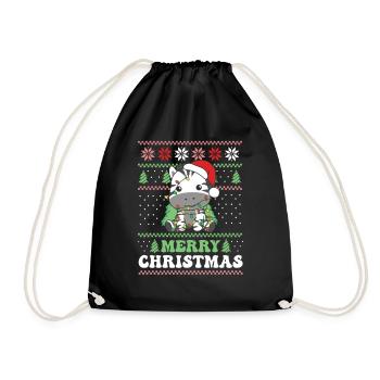 Joyeux Noël rétro moche Noël Zèbre - Sac de sport léger - noir - Devant
